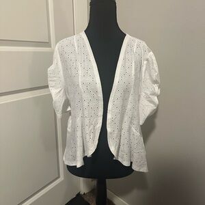 White Eyelet Open Front Cardigan | Cottagecore Boho